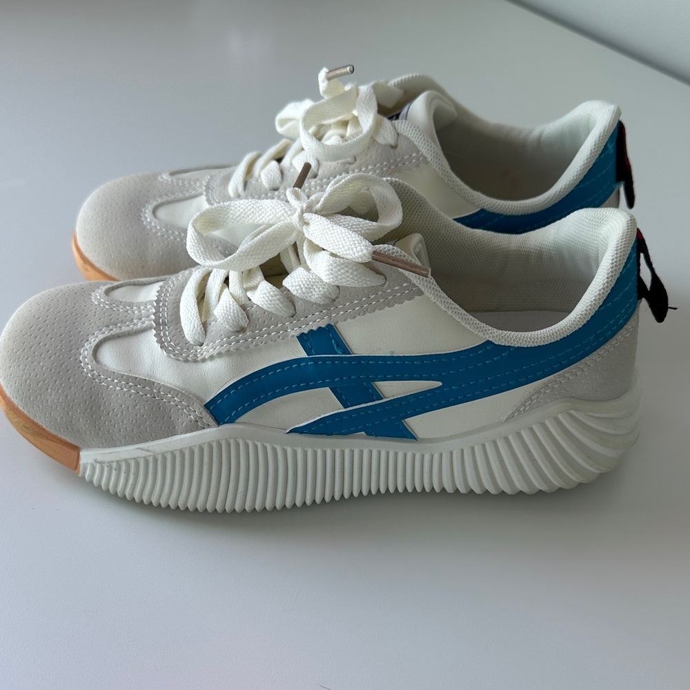 Kids' White and Blue Athletic Sneakers